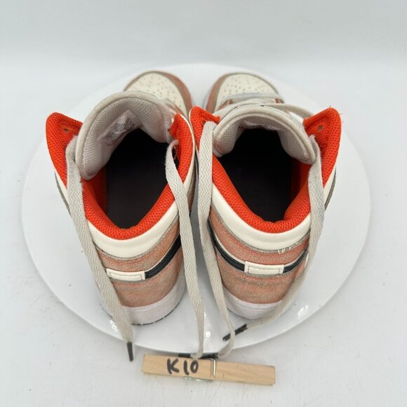 Nike Air Jordan 1 Mid Youth Size 5.5Y Women 7 DV1336-800 Orange Black White Shoe - Picture 9 of 11